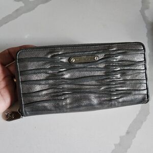 Michael Kors Zip Close Pewter Clutch Wallet